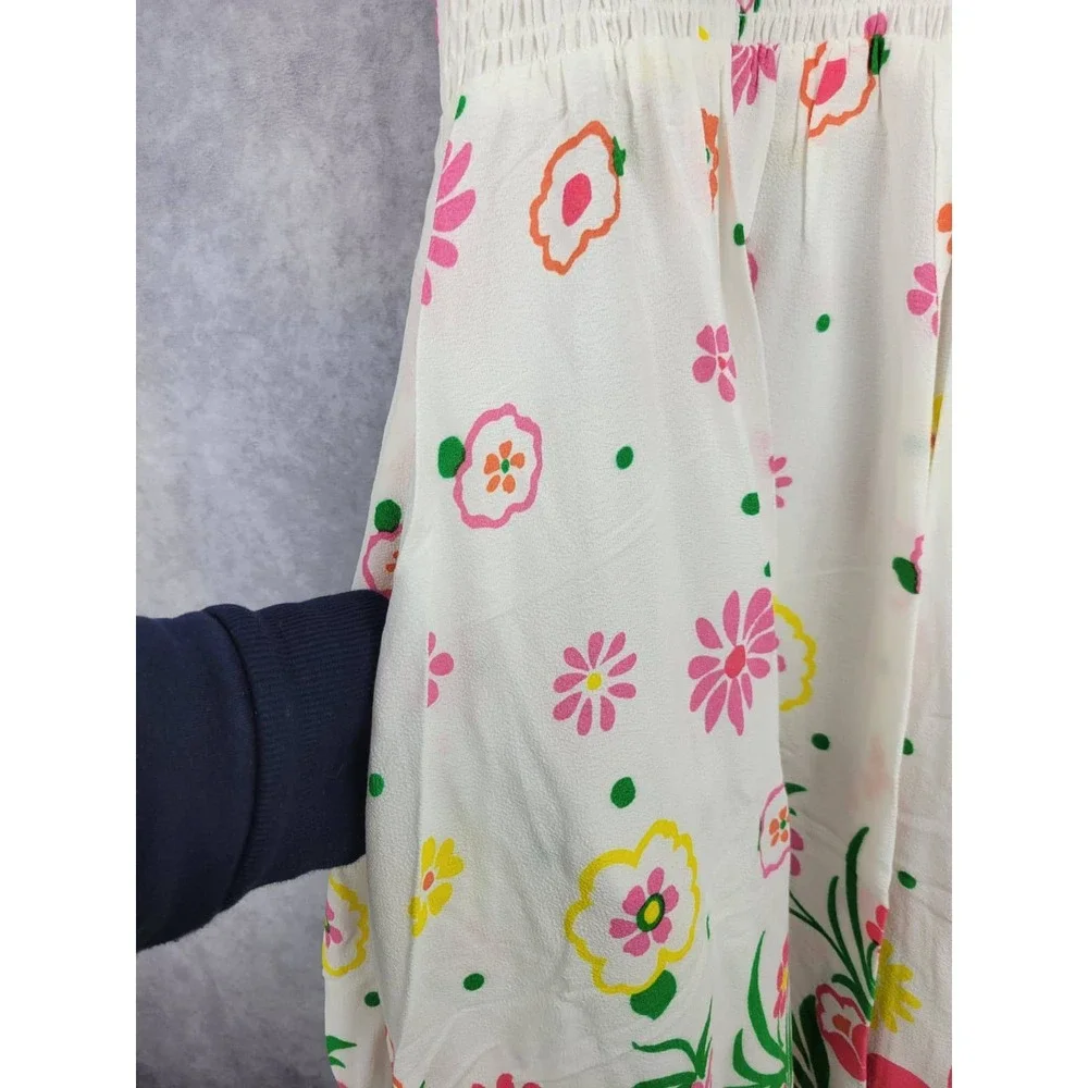 Mister Zimi Abbie Dress White‎ Meadow Floral Smocked Midi Size 10